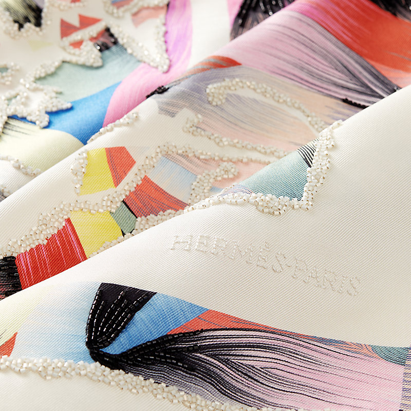 Ex-Libris Marble Silk embroidered scarf 90