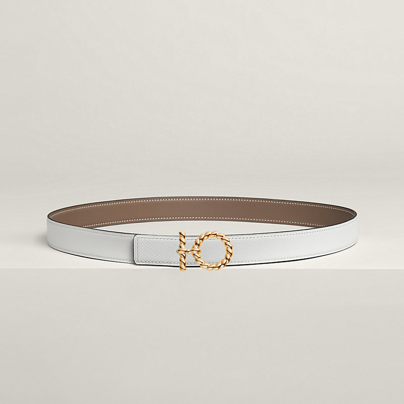 Flot Godronne belt buckle & Reversible leather strap 24 mm