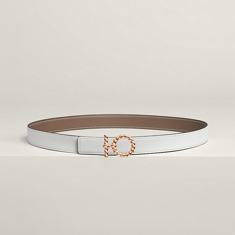 Flot Godronne belt buckle & Reversible leather strap 24 mm