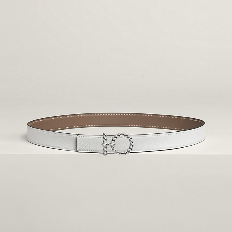 Flot Godronne belt buckle & Reversible leather strap 24 mm