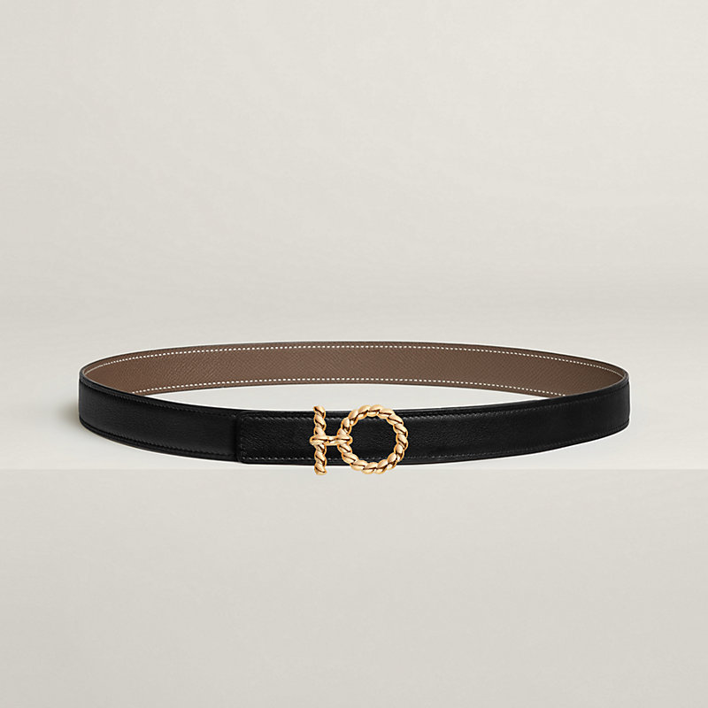 Flot Godronne belt buckle & Reversible leather strap 24 mm