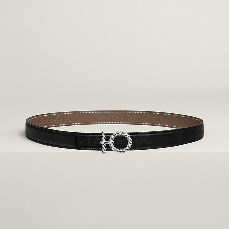 Flot Godronne belt buckle & Reversible leather strap 24 mm