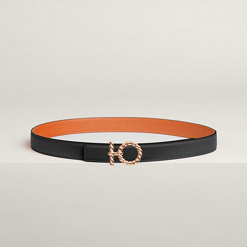 Flot Godronne belt buckle & Reversible leather strap 24 mm