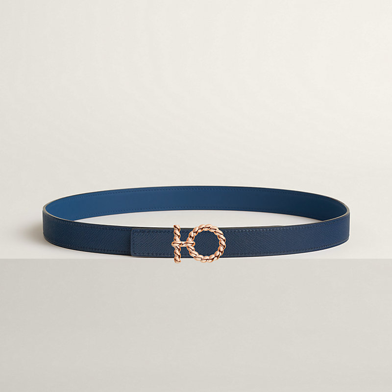 Flot Godronne belt buckle & Reversible leather strap 24 mm