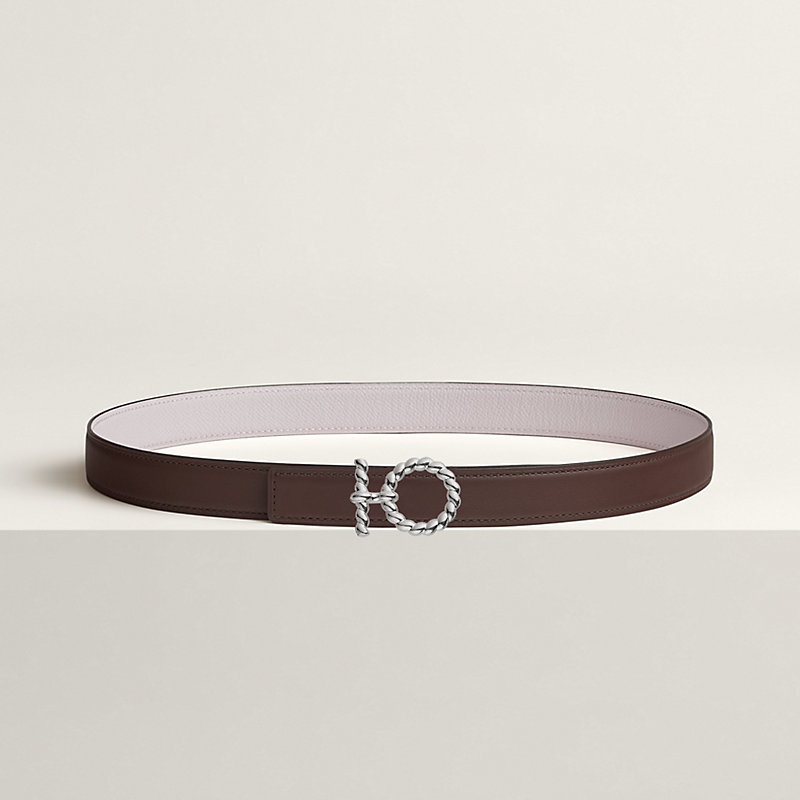 Flot Godronne belt buckle & Reversible leather strap 24 mm
