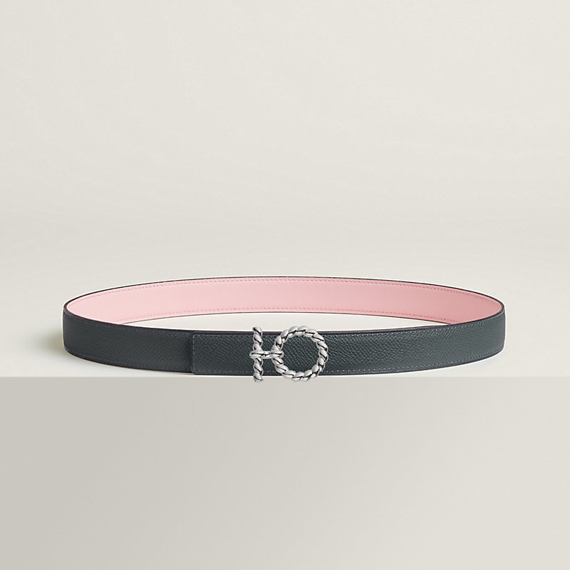 Flot Godronne belt buckle & Reversible leather strap 24 mm