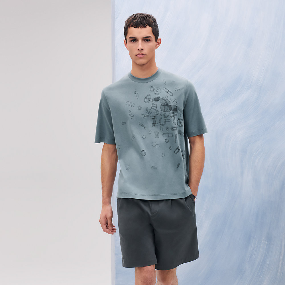 *HERMES* Fragments Equestres Tシャツ 半袖 コットン素材 名古屋】エルメス 半袖 Tシャツ ホワイト Lサイズ Fragments