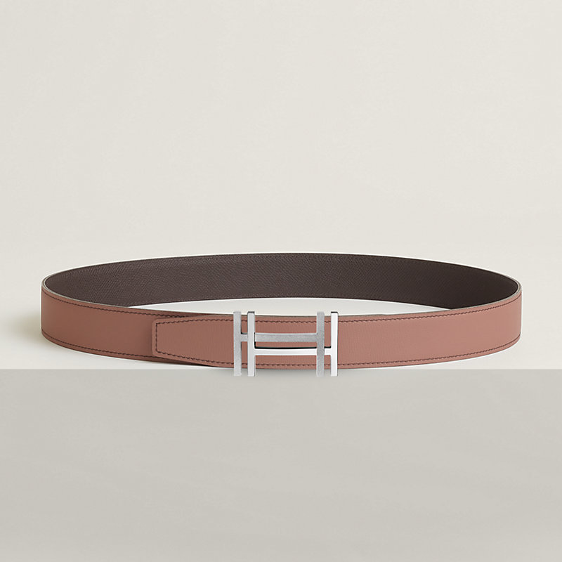H au Carre belt buckle & Reversible leather strap 32 mm
