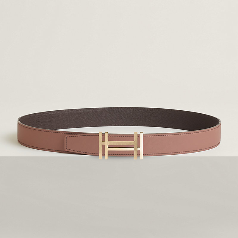 H au Carre belt buckle & Reversible leather strap 32 mm