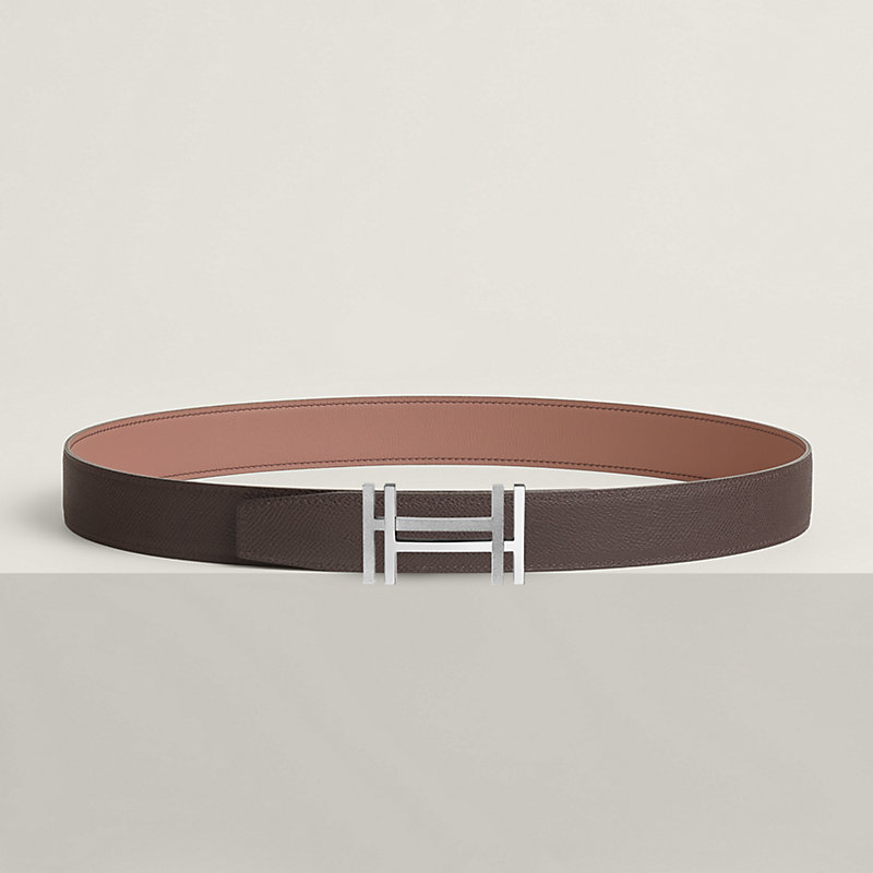 H au Carre belt buckle & Reversible leather strap 32 mm