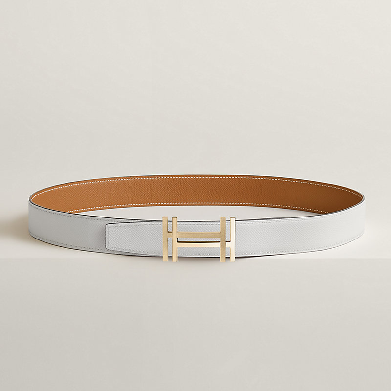 H au Carre belt buckle & Reversible leather strap 32 mm