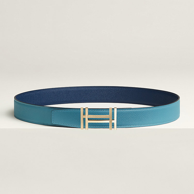 H au Carre belt buckle & Reversible leather strap 32 mm