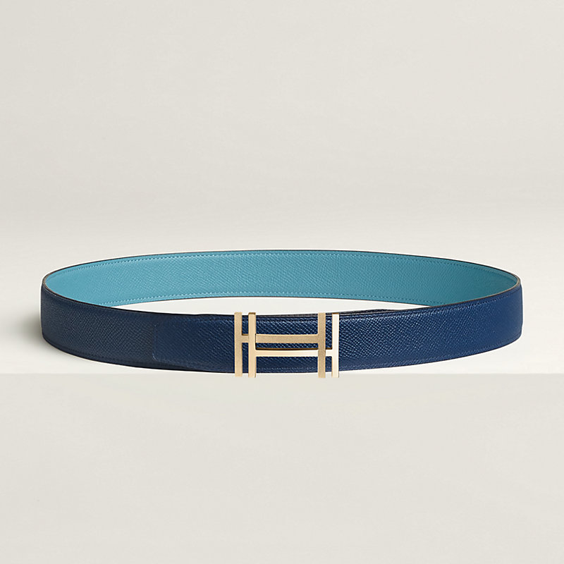 H au Carre belt buckle & Reversible leather strap 32 mm