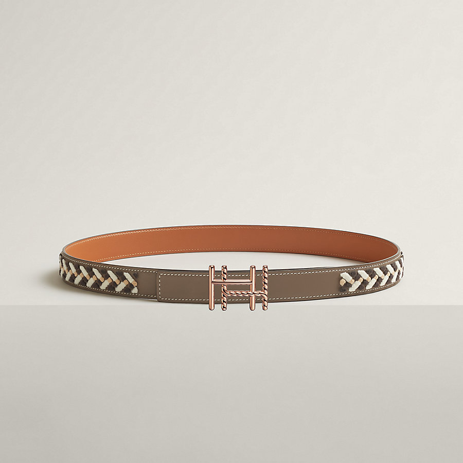 H au Carre Twist belt buckle & Leather strap 24 mm