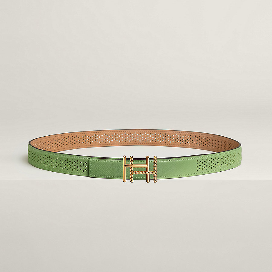 H au Carre Twist belt buckle & Reversible leather strap 24 mm