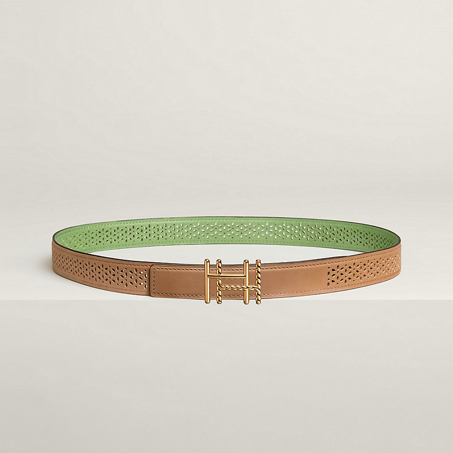 H au Carre Twist belt buckle & Reversible leather strap 24 mm