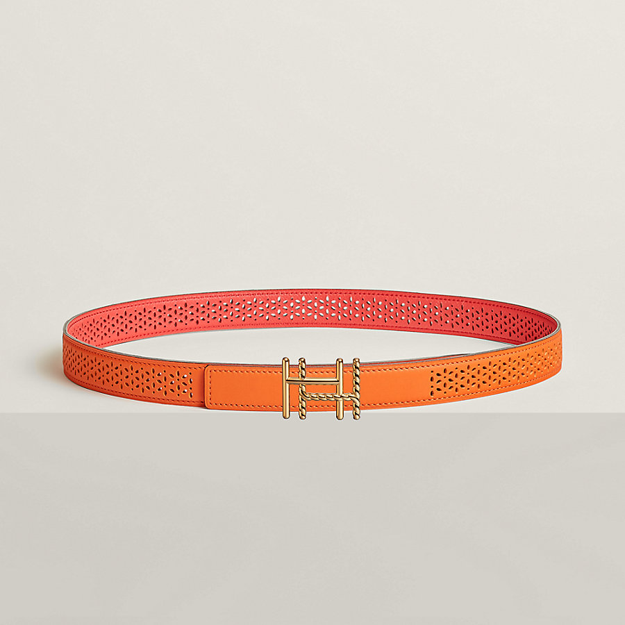 H au Carre Twist belt buckle & Reversible leather strap 24 mm