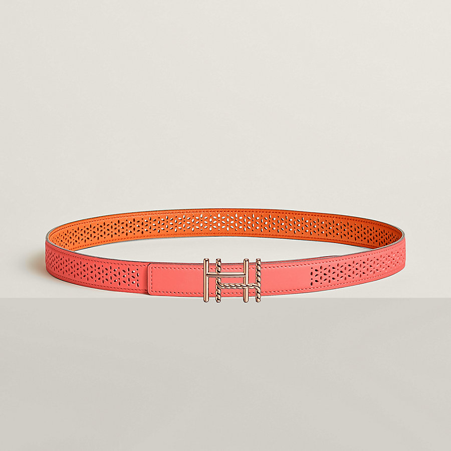 H au Carre Twist belt buckle & Reversible leather strap 24 mm