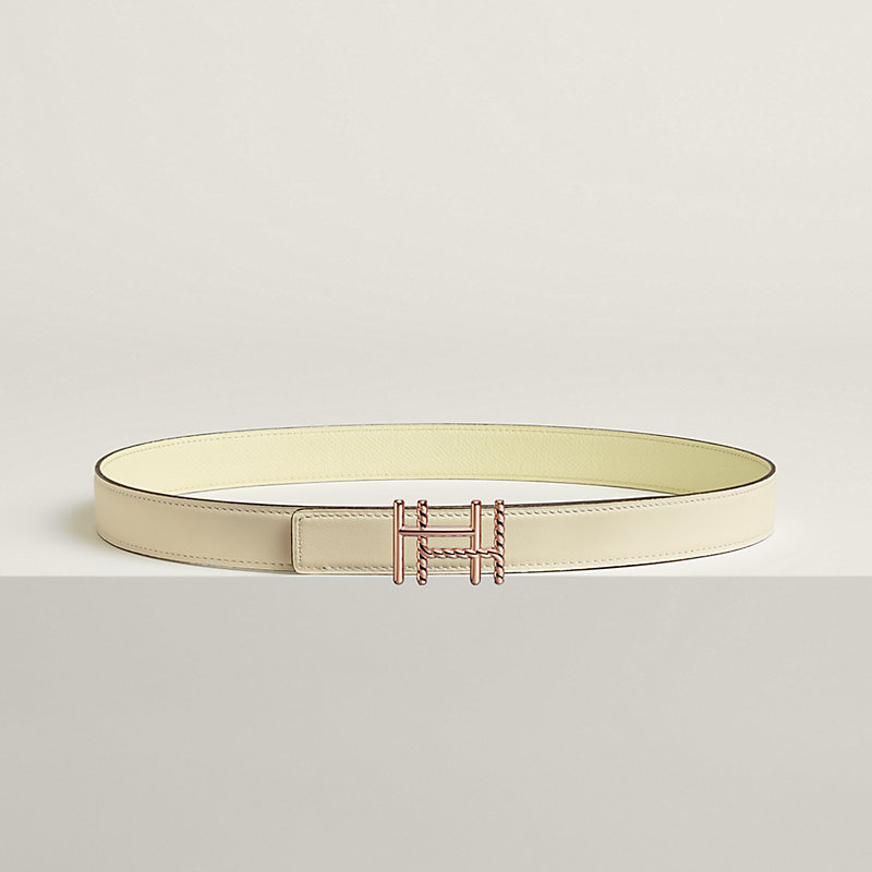 H au Carre Twist belt buckle & Reversible leather strap 24 mm