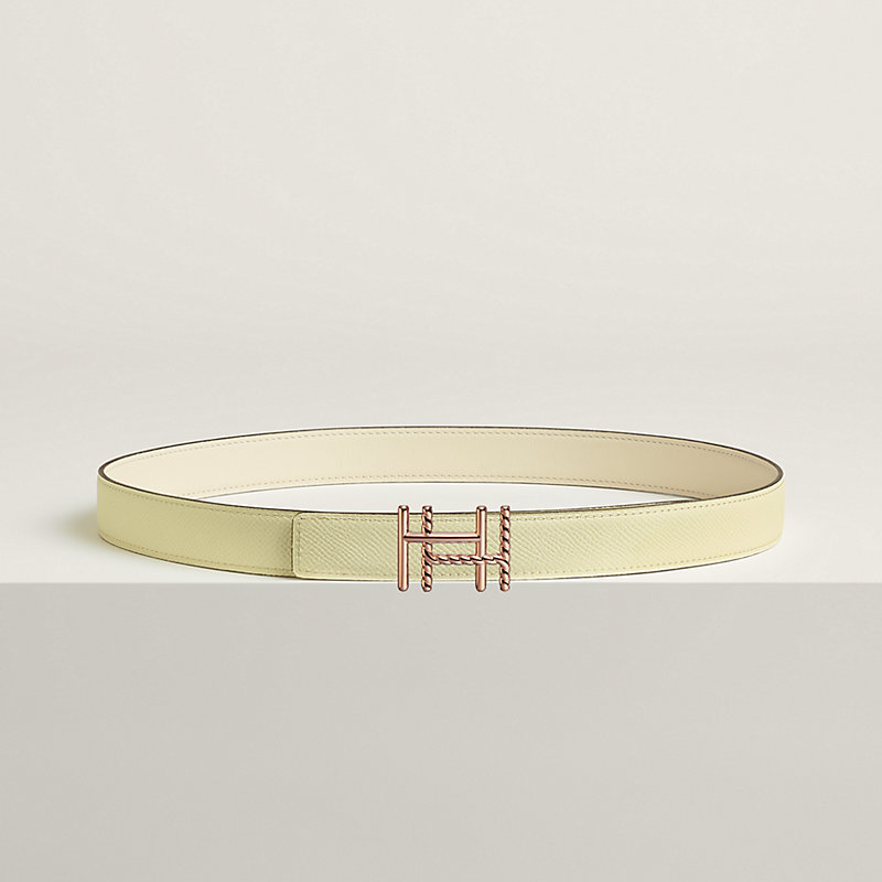 H au Carre Twist belt buckle & Reversible leather strap 24 mm