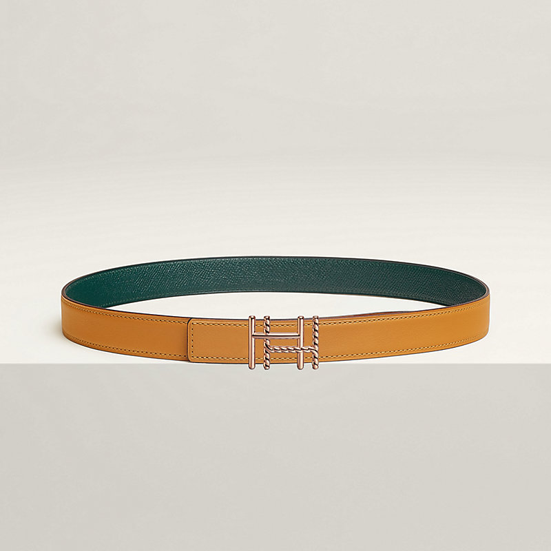 H au Carre Twist belt buckle & Reversible leather strap 24 mm