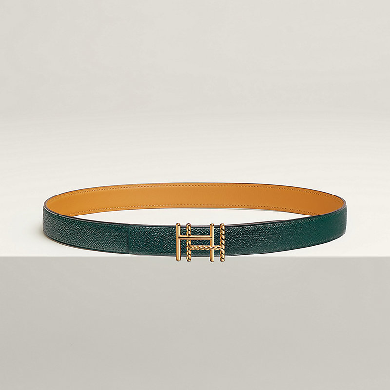 H au Carre Twist belt buckle & Reversible leather strap 24 mm