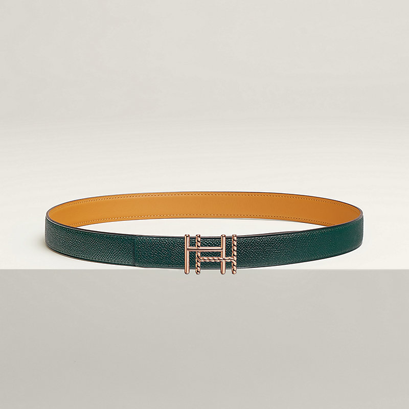 H au Carre Twist belt buckle & Reversible leather strap 24 mm