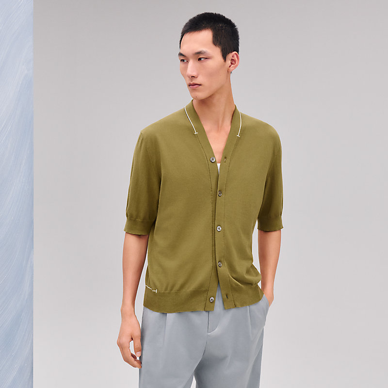"H bartack" buttoned cardigan