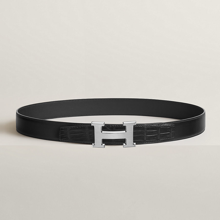 H belt buckle & Leather strap 32 mm