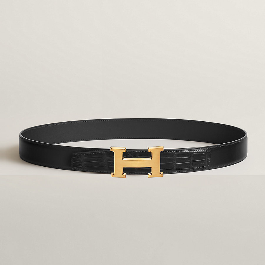 H belt buckle & Leather strap 32 mm