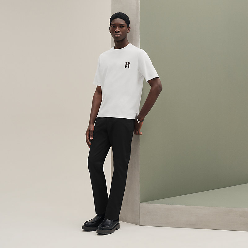 "H'Cheval" t-shirt with leather detail