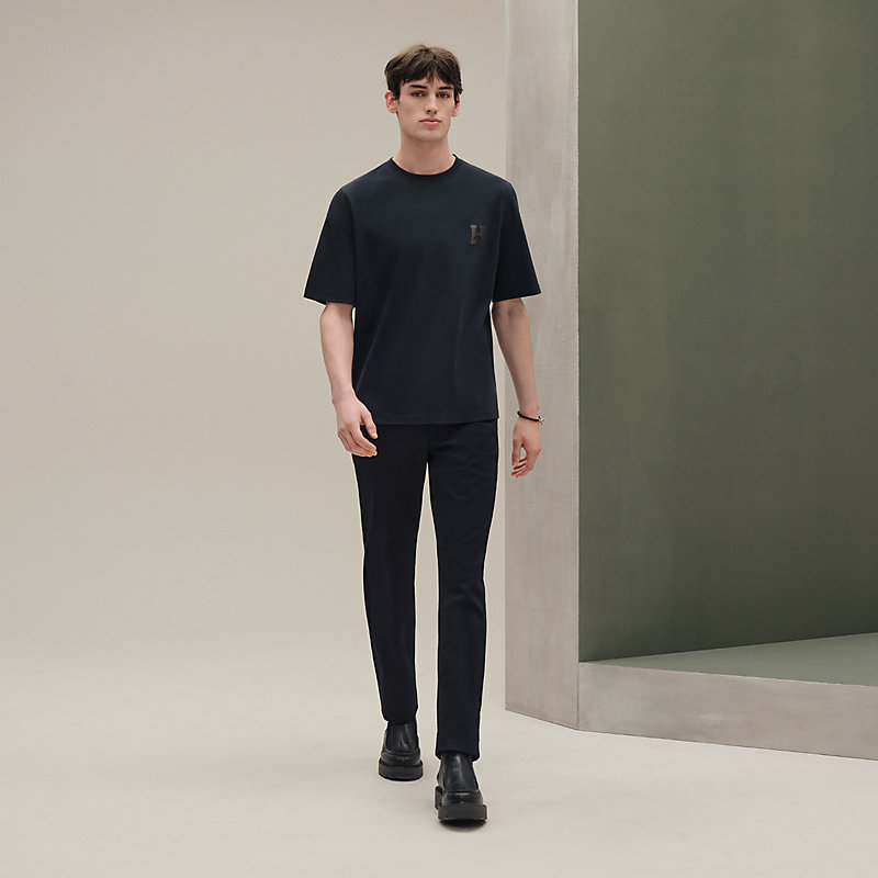 "H'Cheval" t-shirt with leather detail