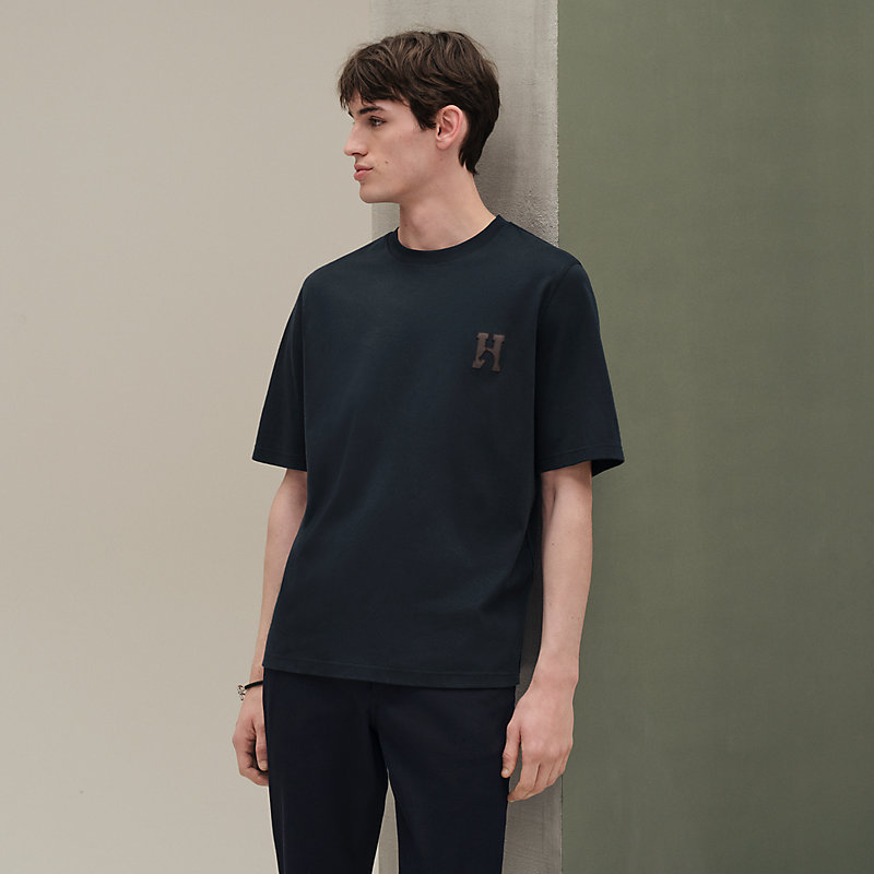 "H'Cheval" t-shirt with leather detail