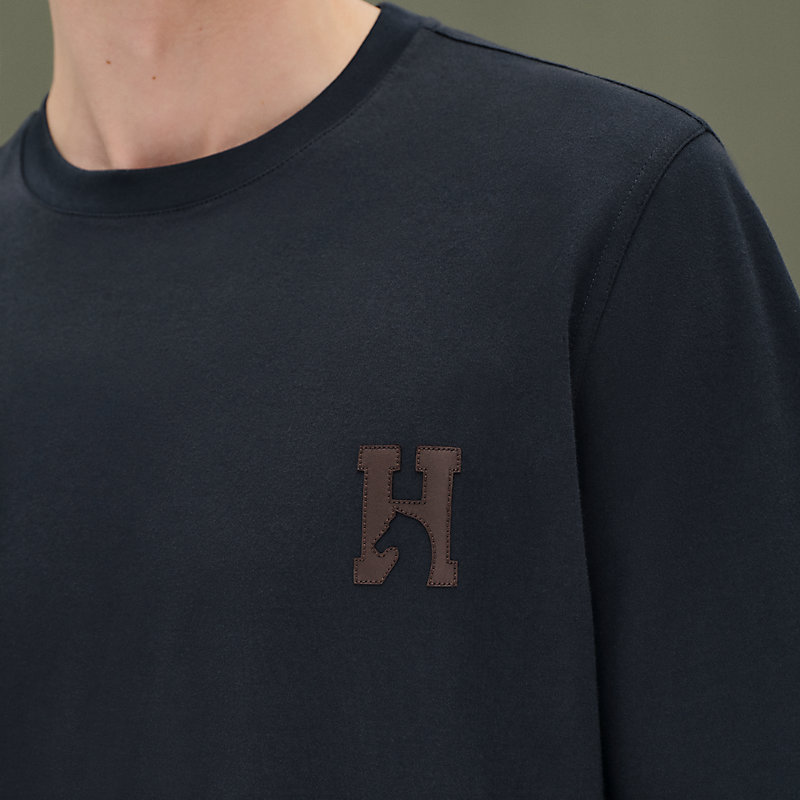 "H'Cheval" t-shirt with leather detail