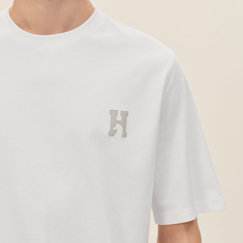 "H'Cheval" t-shirt with leather detail