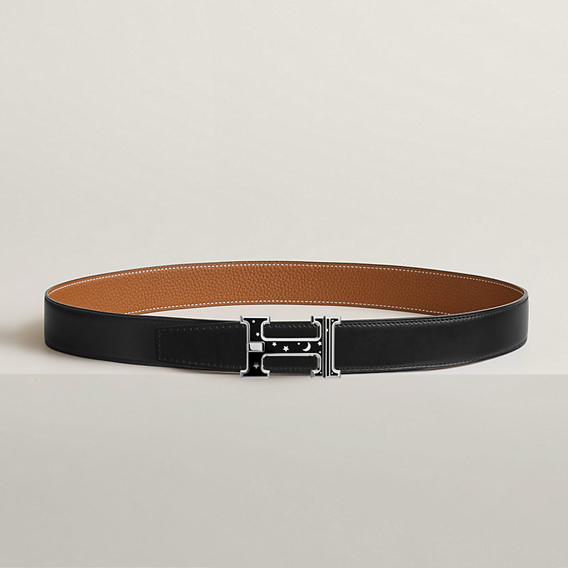 H Day & Night reversible belt buckle & Reversible leather strap 32 mm