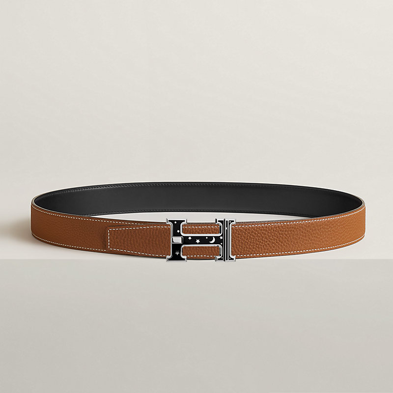 H Day & Night reversible belt buckle & Reversible leather strap 32 mm
