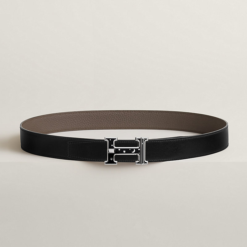 H Day & Night reversible belt buckle & Reversible leather strap 32 mm