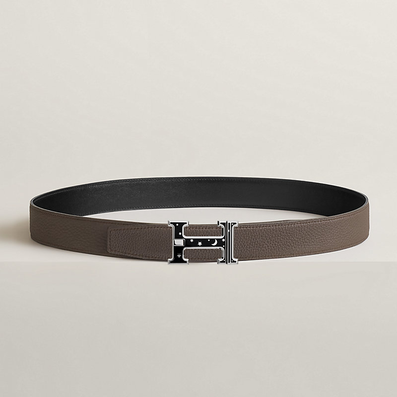 H Day & Night reversible belt buckle & Reversible leather strap 32 mm