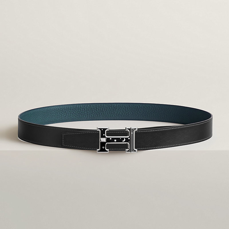 H Day & Night reversible belt buckle & Reversible leather strap 32 mm
