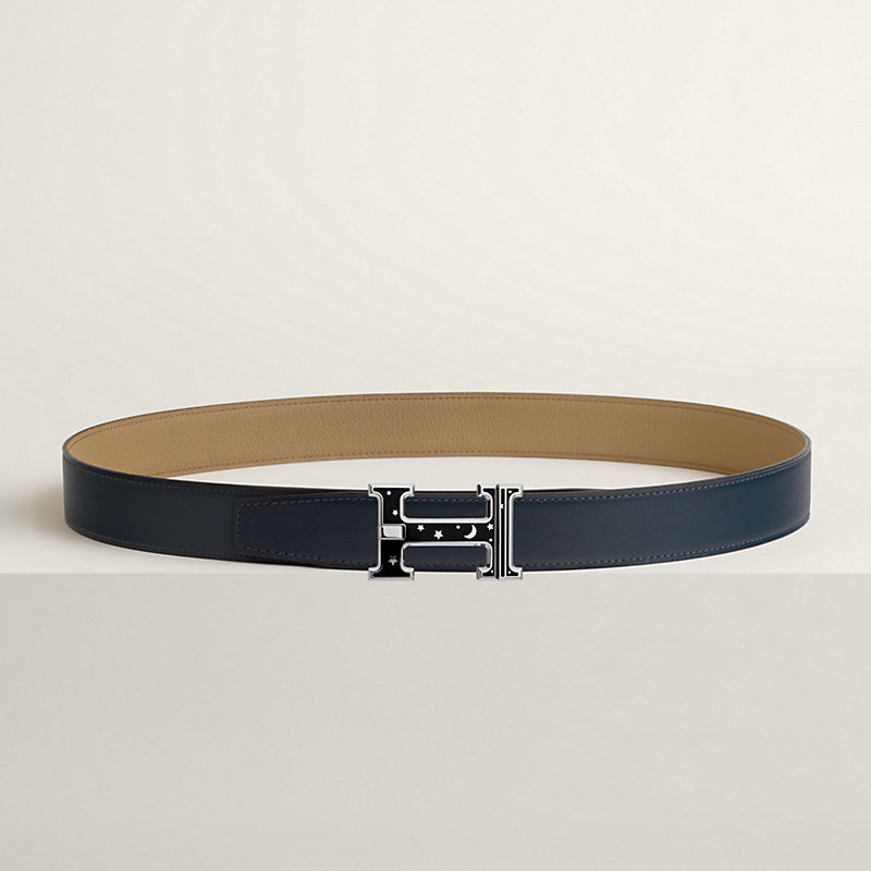 H Day & Night reversible belt buckle & Reversible leather strap 32 mm