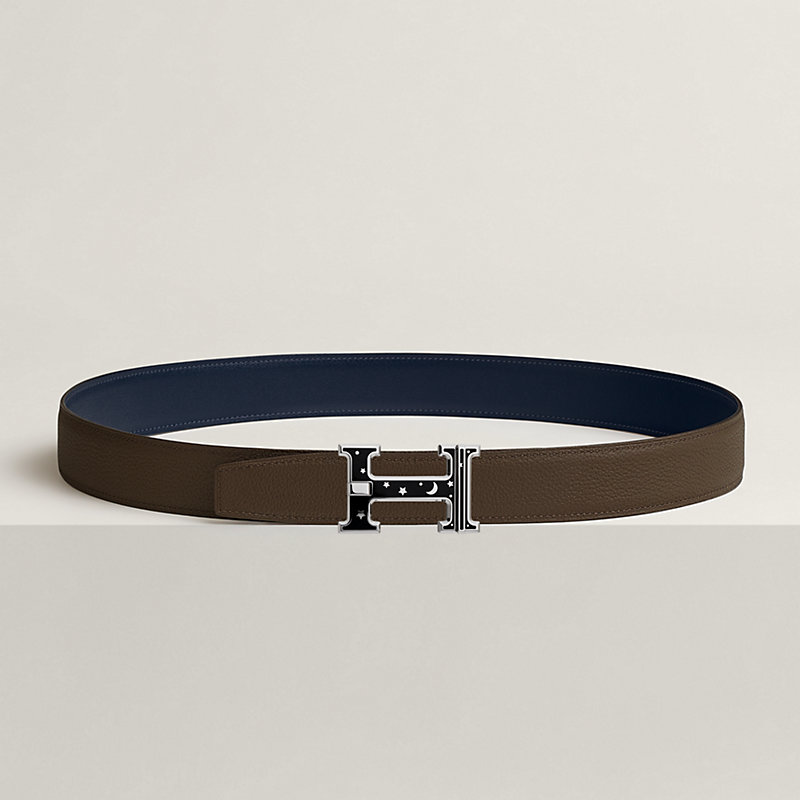 H Day & Night reversible belt buckle & Reversible leather strap 32 mm