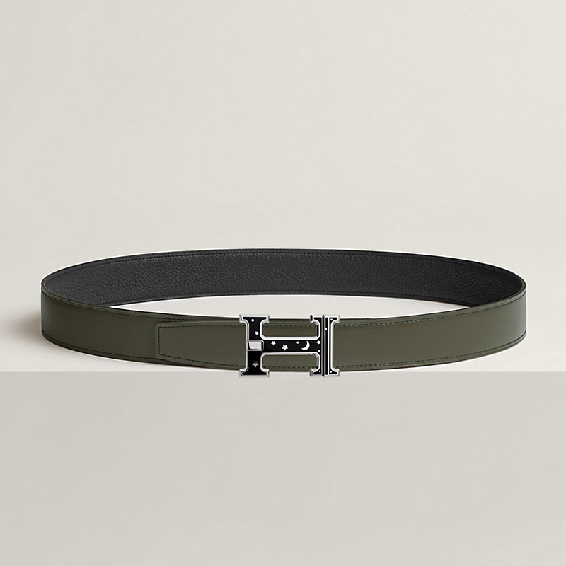 H Day & Night reversible belt buckle & Reversible leather strap 32 mm