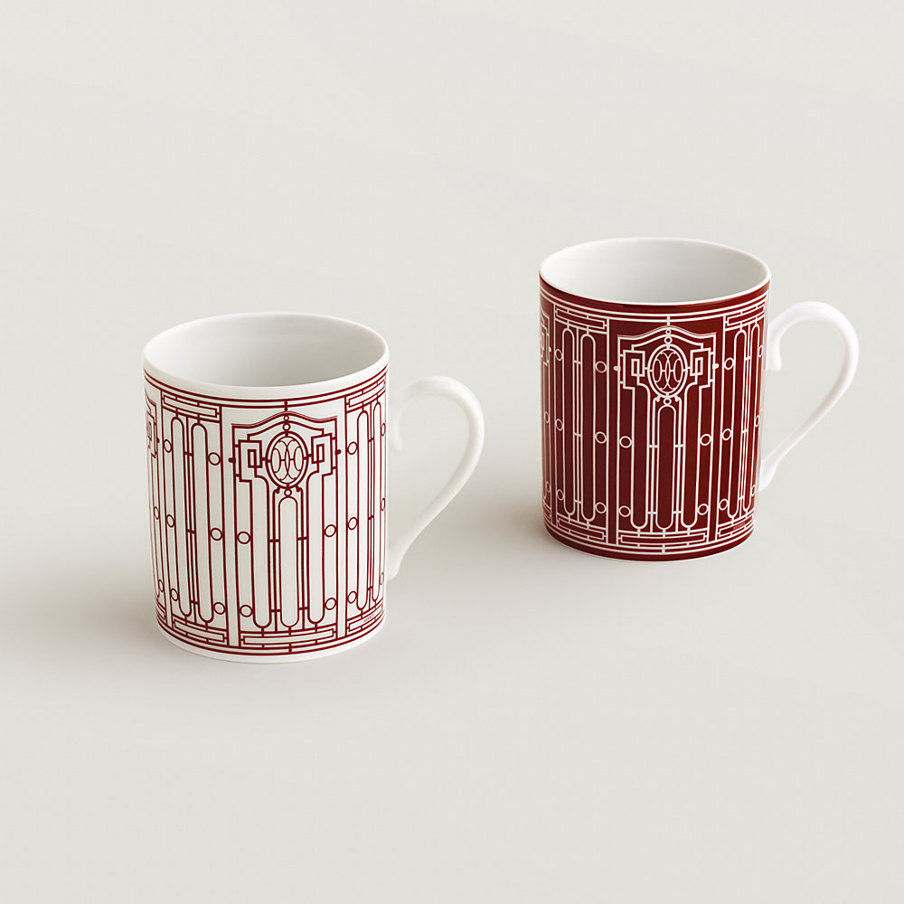 H Deco rouge set of 2 mugs (n°1 and 2) | Hermès Mainland China