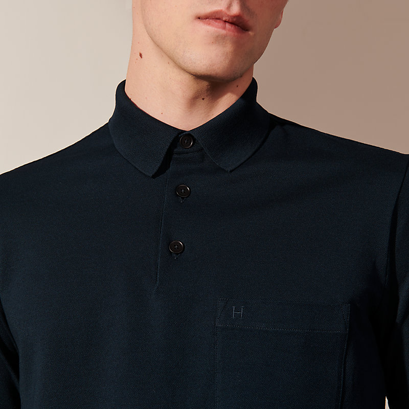 H embroidered buttoned polo shirt