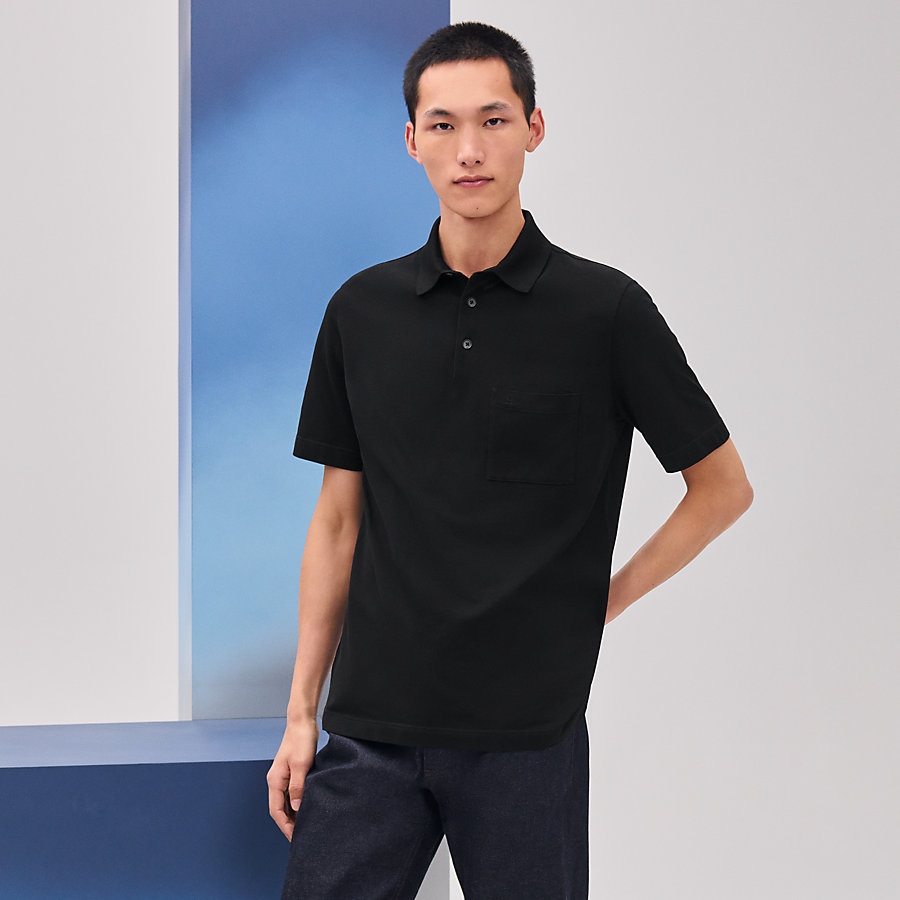 H embroidered buttoned polo shirt