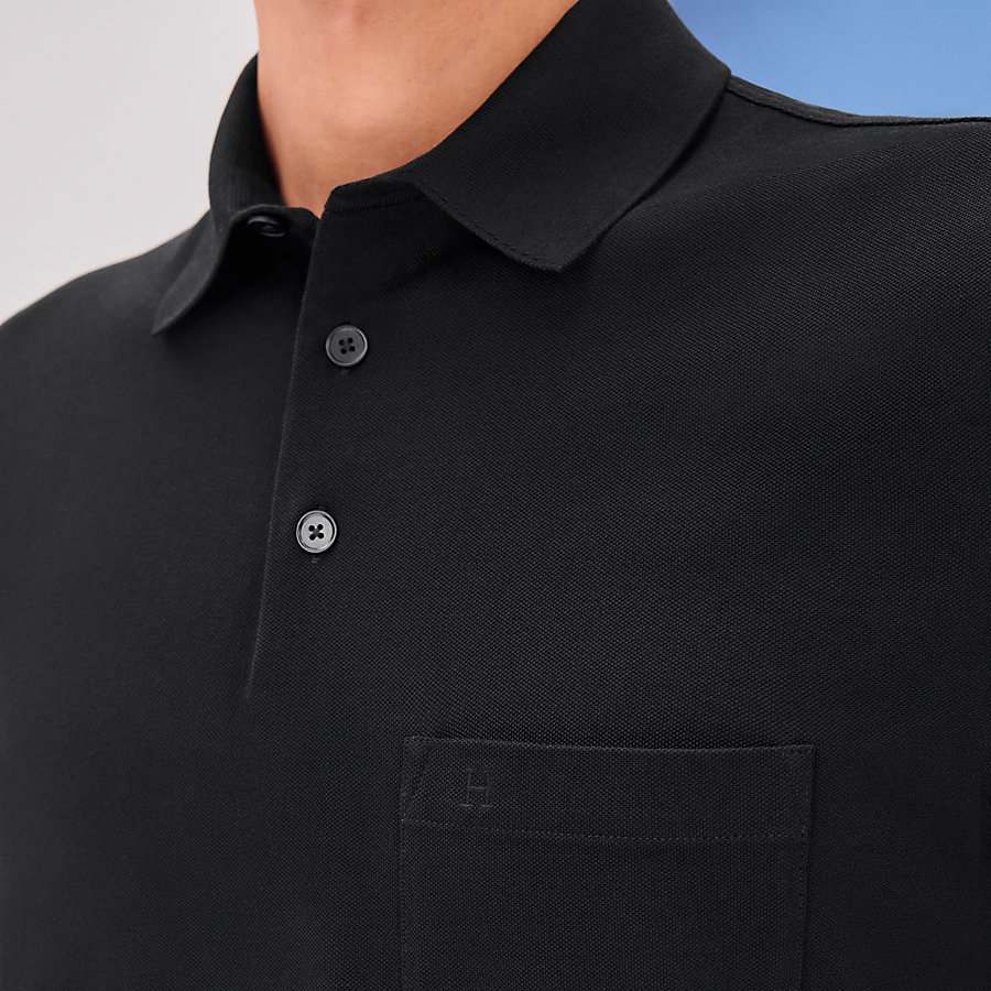 H embroidered buttoned polo shirt