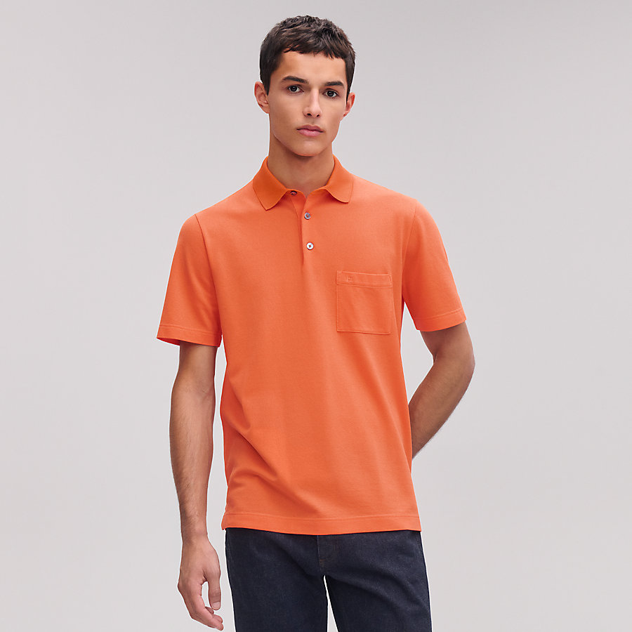 H embroidered buttoned polo shirt