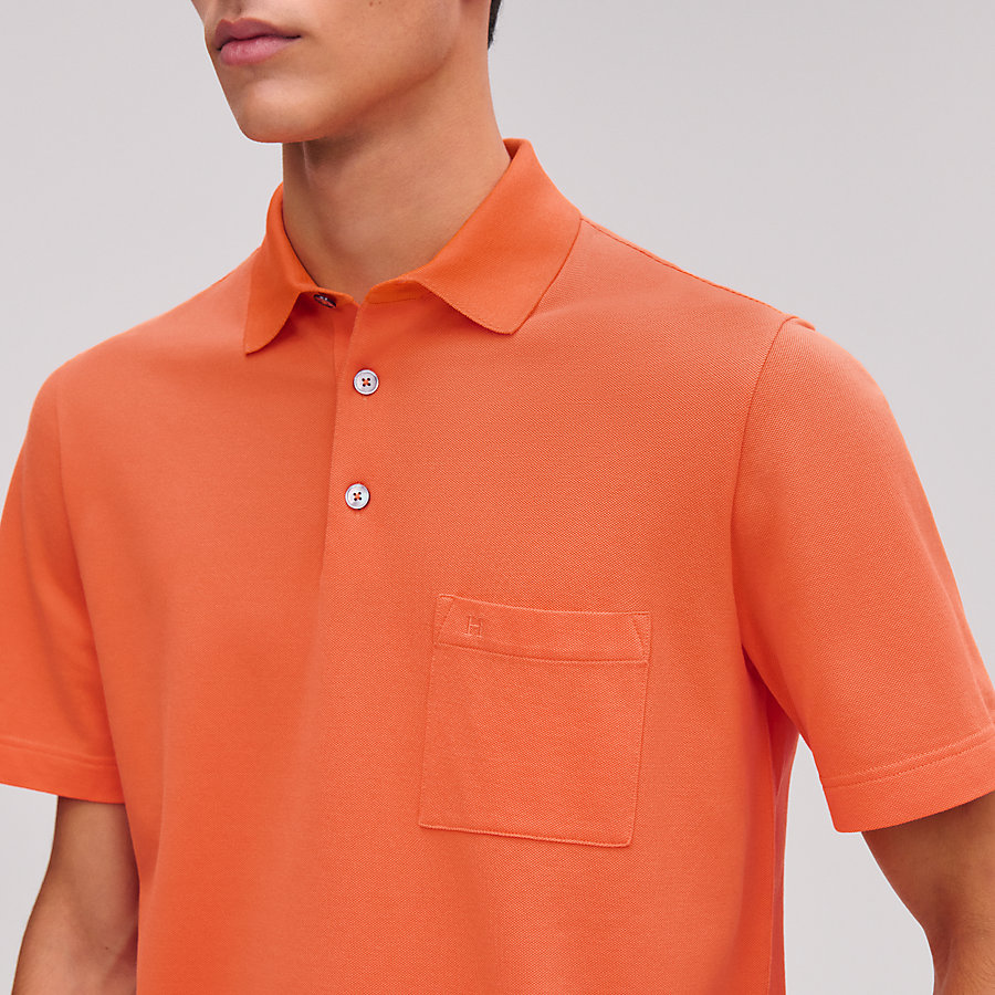 H embroidered buttoned polo shirt