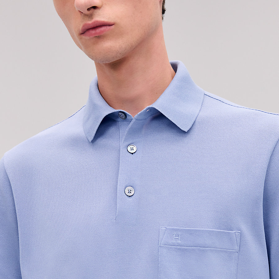 H embroidered buttoned polo shirt